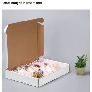 Set of 25 13x10x2 inches Shipping Boxes, White Corrugated Cardboard Box Mailer